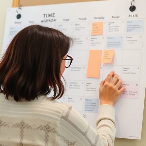 Una persona che pianifica il suo tempo in un'agenda, simboleggiando il coaching per la gestione del tempo e l'organizzazione efficace.